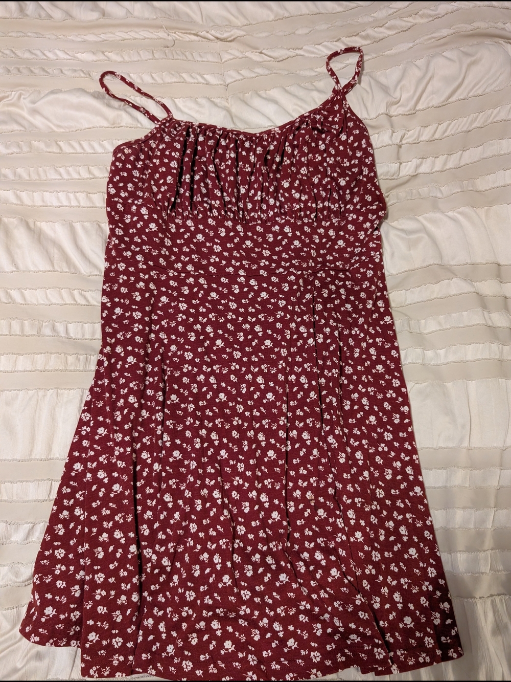 SHEIN Burgundy Floral Spaghetti Strap Sundress